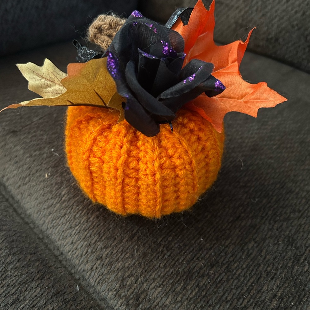 Handmade Orange Knit Pumpkin Decor